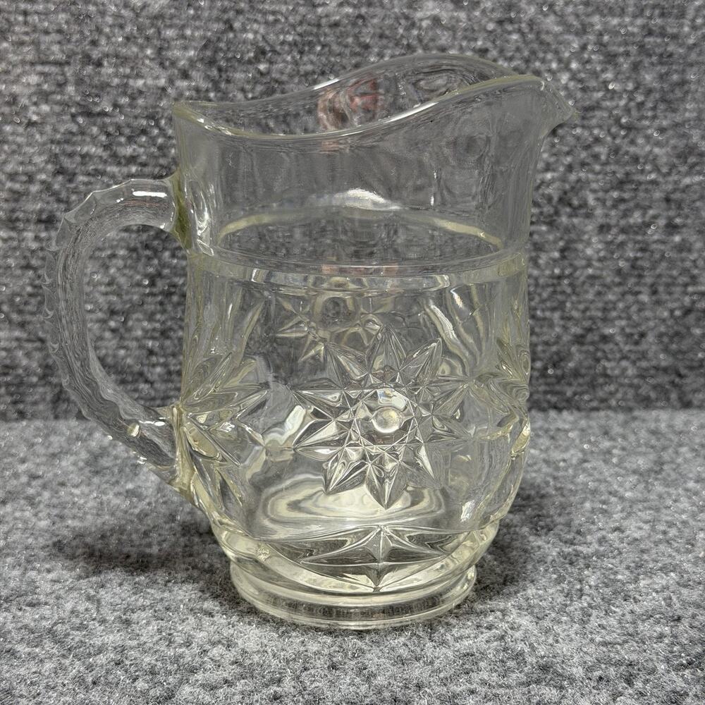 Anchor Hocking Vintage Clear Prescut Glass Pint Pitcher 16 oz Small 5.5" Creamer